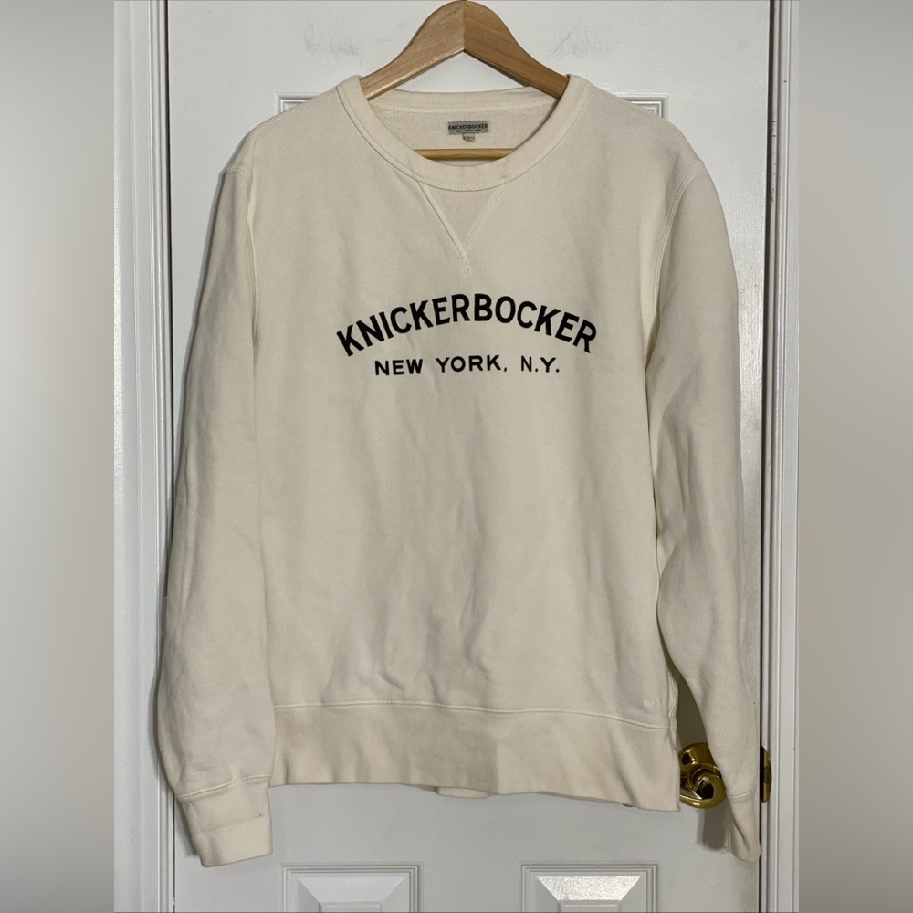 Knickerbocker MEN’S CORE LOGO Standard Crewneck MILK WHITE SWEATSHIRT LARGE VGC
